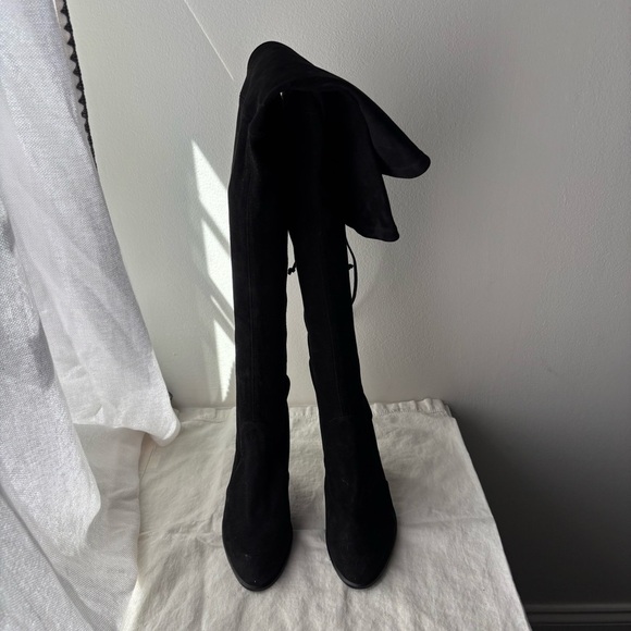 Stuart Weitzman Highland over the knee boot black suede‎ block Sz 7 - Picture 6 of 12